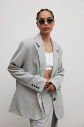 Marynarka typu oversize w kolorze SZARYM - HARLEY-M/L. Szare żakiety damskie Marsala, l, bez wzorów, z elastanu, eleganckie. Za 499.90 zł.