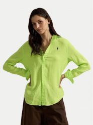 Polo Ralph Lauren Koszula 211970730509 Zielony Classic Fit. Zielone bluzki damskie Polo Ralph Lauren, xl, bez wzorów, ze lnu, bez kołnierzyka, bez ramiączek. Za 819.99 zł.