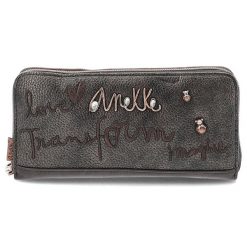 Brązowy Pojemny Damski Portfel Anekke. Brązowe portfele damskie Anekke, z aplikacjami, z materiału, eleganckie, zdobione, bez dodatków. Za 199.00 zł.