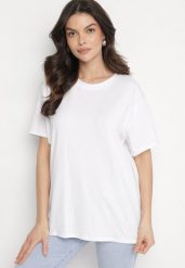 Biały T-shirt z Bawełny w Klasycznym Stylu Tulseli. Białe bluzki damskie Born2be, uniwersalny, bez wzorów, z bawełny, klasyczne, bez kołnierzyka. Za 44.99 zł.