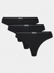 Boss Komplet 3 par stringów 50510030 Czarny. Czarne stringi damskie Boss, xl, bez wzorów, z bawełny. Za 139.99 zł.