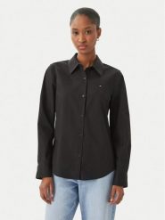 Tommy Hilfiger Koszula WW0WW47169 Czarny Regular Fit. Czarne bluzki damskie Tommy Hilfiger, bez wzorów, z bawełny, biznesowe, bez kołnierzyka, bez ramiączek. Za 369.99 zł.