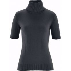 Sweter z golfem, z domieszką jedwabiu Premium bonprix czarny. Czarne swetry damskie bonprix, bez wzorów, klasyczne, bez kołnierzyka, bez ramiączek, bez kaptura. Za 109.99 zł.