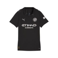 Damska koszulka wyjazdowa Manchester City 25/26 PUMA. Czarne t-shirty damskie Puma, s, z aplikacjami, z materiału, bez kołnierzyka. Za 219.00 zł.