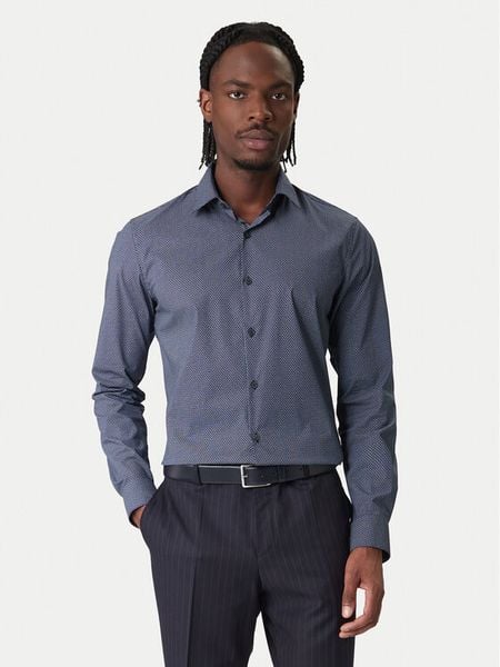 Calvin Klein Koszula LV019EU083 Granatowy Slim Fit. Niebieskie koszule męskie Calvin Klein, m, bez wzorów, z bawełny, bez kołnierzyka, bez ramiączek. Za 212.99 zł.