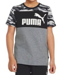 Koszulka dziecięca dla chłopca bawełna szara logo PUMA. Białe t-shirty dla chłopców Puma, bez wzorów, z bawełny, bez ramiączek. Za 40.00 zł.