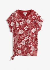 Koszulka z mieszanki materiałów. Czerwone t-shirty damskie bonprix, bez wzorów, z dżerseju, bez kołnierzyka. Za 79.99 zł.
