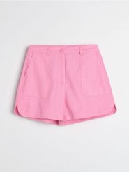 Szorty z domieszką lnu - różowy. Czerwone szorty damskie Sinsay, l, bez wzorów. Za 39.99 zł.