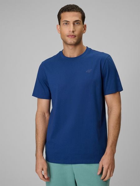 4F T-shirt regular gładki męski - granatowy XL. Niebieskie t-shirty męskie 4f, m, bez wzorów, z materiału, klasyczne, bez kołnierzyka. Za 49.99 zł.