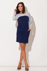 Niebieska Sukienka w Stylu Lat 60-tych. Niebieskie sukienki damskie Katrus, xl, bez wzorów, z bawełny, bez kołnierzyka, bez ramiączek. Za 219.00 zł.