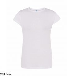 JHK T-shirt damski JHK - premium z krótkim rękawem, dopasowany do sylwetki, single jersey, 170 g biały M. Białe t-shirty damskie JHK, m, bez wzorów, z jersey, bez kołnierzyka. Za 11.94 zł.