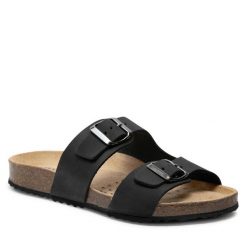 Klapki Geox. Czarne klapki damskie Geox, bez wzorów, bez obcasa. Za 329.99 zł.