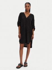 Seafolly Sukienka plażowa Essential 54020-CU Czarny Relaxed Fit. Czarne sukienki damskie Seafolly, na plażę, xs, bez wzorów, z bawełny, bez kołnierzyka, bez ramiączek. Za 309.99 zł.