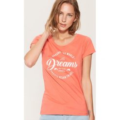 T-shirt z nadrukiem - Pomarańczowy. Brązowe t-shirty damskie House, l, bez wzorów, bez kołnierzyka. Za 39.99 zł.