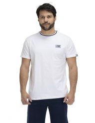 Podstawowy t-shirt męski z okrągłym dekoltem. Niebieskie t-shirty męskie LEONE 1947 APPAREL, l, z aplikacjami, z bawełny, sportowe, bez kołnierzyka. Za 42.06 zł.
