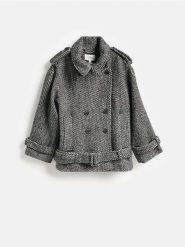 Kurtka z dodatkiem wełny - czarny. Czarne kurtki damskie Reserved, l, bez wzorów, z tkaniny, bez kaptura. Za 399.99 zł.