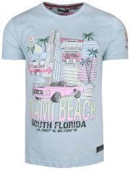 T-Shirt Bawełniany Błękitny z Nadrukiem, MIAMI BEACH, Okrągły Dekolt -BRAVE SOUL. Niebieskie t-shirty męskie Brave Soul, s, bez wzorów, z bawełny, casualowe, bez kołnierzyka. Za 55.00 zł.