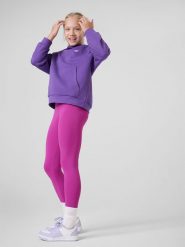 4F Legginsy sportowe szybkoschnące dziewczęce - różowe 122/128 (6-8 lat). Czerwone legginsy dla dziewczynek 4f, bez wzorów. Za 69.99 zł.