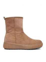 Clara Barson Botki CEO-WS13075-01 Beżowy. Brązowe botki damskie Clara Barson, z materiału, bez obcasa, na płaskiej podeszwie, bez zapięcia. Za 159.99 zł.