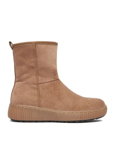Clara Barson Botki CEO-WS13075-01 Beżowy. Brązowe botki damskie Clara Barson, z materiału, bez obcasa, na płaskiej podeszwie, bez zapięcia. Za 159.99 zł.