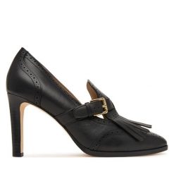Półbuty LAUREN RALPH LAUREN. Czarne półbuty damskie Lauren Ralph Lauren, bez wzorów, bez obcasa, na obcasie, bez zapięcia. Za 1,199.00 zł.
