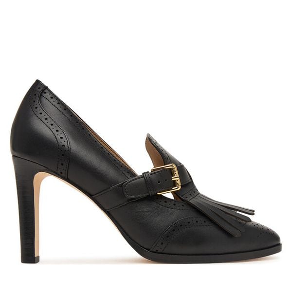 Półbuty LAUREN RALPH LAUREN. Czarne półbuty damskie Lauren Ralph Lauren, bez wzorów, bez obcasa, na obcasie, bez zapięcia. Za 1,199.00 zł.