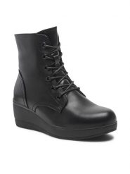 Clara Barson Trzewiki WS122-04 Czarny. Czarne botki damskie Clara Barson, ze skóry, bez obcasa, na koturnie, bez zapięcia. Za 127.99 zł.