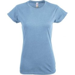 Damska Koszulka Softstyle O Średniej Grubości. Niebieskie koszulki sportowe damskie Gildan, s, bez wzorów, bez kołnierzyka, bez ramiączek, trekkingowe. Za 33.99 zł.