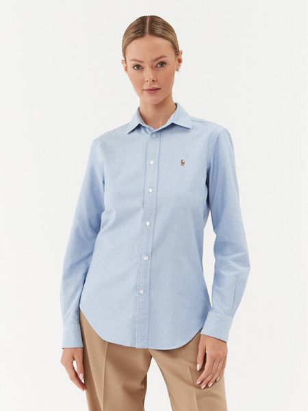Polo Ralph Lauren Koszula 211891377001 Niebieski Regular Fit. Niebieskie bluzki damskie Polo Ralph Lauren, bez wzorów, z bawełny, bez kołnierzyka, bez ramiączek. Za 379.99 zł.