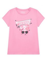 Guess T-Shirt J5YI00 K6YW4 Różowy Regular Fit. Czerwone t-shirty i topy dla dziewczynek Guess, z aplikacjami, z bawełny, bez ramiączek. Za 49.99 zł.