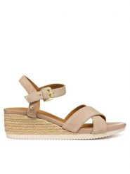Geox Espadryle D Ischia Corda D55HHB 00020 C8191 Beżowy. Brązowe sandały damskie Geox, bez wzorów, ze skóry, bez obcasa, bez zapięcia. Za 419.99 zł.