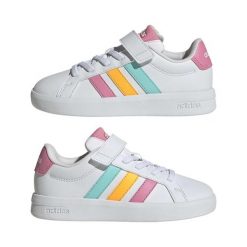 Buty ADIDAS GRAND COURT 3.0 EL Biały. Białe obuwie sportowe damskie Adidas, bez wzorów, z syntetyku, na fitness i siłownię. Za 218.50 zł.