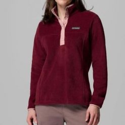 Bluza Columbia Benton Springs 1/2 Snap P Bordowa. Czerwone bluzy damskie Columbia, s, bez wzorów, bez kaptura. Za 250.25 zł.