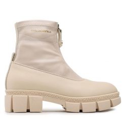 Botki KARL LAGERFELD. Brązowe botki damskie KARL LAGERFELD, bez obcasa, na płaskiej podeszwie, bez zapięcia. Za 1,289.00 zł.