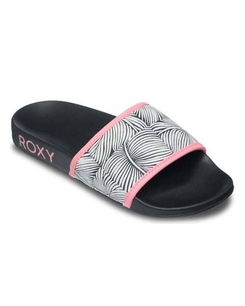 Klapki basenowe damskie SLIPPY IV. Zielone klapki damskie Roxy, bez wzorów, z gumy, bez obcasa. Za 90.99 zł.