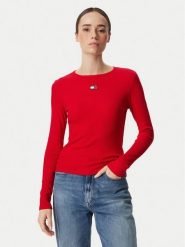 Tommy Jeans Bluzka DW0DW20178 Czerwony Slim Fit. Czerwone koszule damskie Tommy Jeans, l, bez wzorów, z bawełny, bez kołnierzyka, bez ramiączek. Za 189.99 zł.