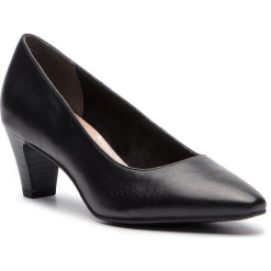 Półbuty TAMARIS - 1-22473-30 Black Leather 003. Czarne półbuty damskie Tamaris, z materiału, eleganckie. W wyprzedaży za 179.00 zł.