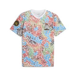 Koszulka OM Africa Marseille AOP. Białe koszulki sportowe męskie Puma, s, bez wzorów, bez kołnierzyka, bez ramiączek, do piłki nożnej. W wyprzedaży za 224.03 zł.