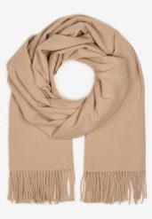 Beżowy Szalik Długi z Frędzlami z Domieszką Wełny Torilisa. Brązowe szaliki i chusty damskie Born2be, bez wzorów, z dzianiny, klasyczne. Za 44.99 zł.