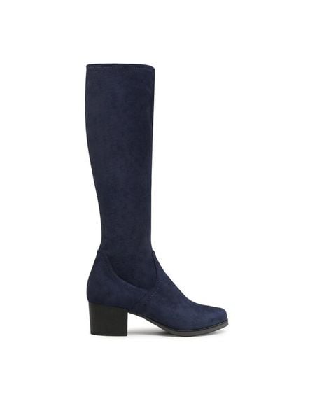 Caprice Kozaki 9-25506-41 Niebieski. Niebieskie kozaki damskie Caprice, z materiału, bez obcasa, na słupku. Za 379.99 zł.