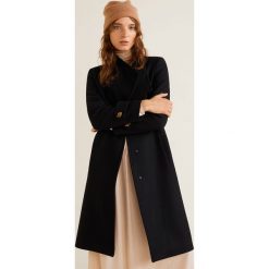 Mango - Płaszcz Luna. Czarne płaszcze damskie Mango, w paski, z materiału. Za 549.90 zł.
