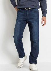 Jeansy classic fit z wzmocnionym krokiem, tapered. Niebieskie jeansy męskie bonprix. Za 179.99 zł.