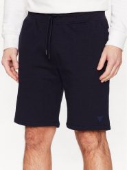 Guess Szorty sportowe Aldwin Z2YD04 KAIJ1 Granatowy Slim Fit. Niebieskie krótkie spodenki sportowe męskie Guess, l, z aplikacjami, z bawełny. Za 139.99 zł.