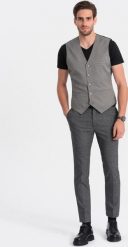 Ombre Żakardowa kamizelka męska casual bez klap - szara V2 OM-BLZV-0111 XXL. Szare garnitury męskie Ombre, bez wzorów, z żakardem, casualowe. Za 149.99 zł.