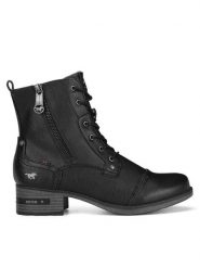 Mustang Trzewiki 1229-513 Czarny. Czarne botki damskie Mustang, z materiału, bez obcasa, na płaskiej podeszwie, bez zapięcia. Za 287.00 zł.