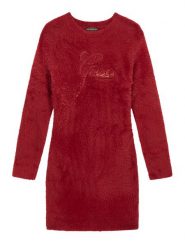 Guess Sukienka dzianinowa J6BK05 Z1294 Czerwony ciemny Regular Fit. Czerwone sukienki dla dziewczynek Guess, z aplikacjami, z dzianiny, bez ramiączek. Za 284.99 zł.