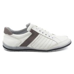 KOMODO Półbuty męskie ze skóry 236K Białe. Białe półbuty na co dzień męskie z materiału, eleganckie, bez zapięcia. Za 367.89 zł.