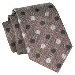 Krawat - ALTIES - Brązowy w Grochy. Brązowe krawaty i muchy Alties, bez wzorów, z tkaniny, eleganckie. Za 49.00 zł.