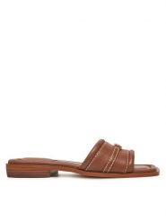 Michael Kors Klapki Mandy Slide 40R5MAFS2L Brązowy. Brązowe klapki damskie Michael Kors, bez wzorów, ze skóry, bez obcasa. Za 389.99 zł.