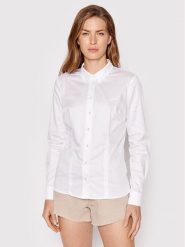 Guess Koszula W2YH41 WAF10 Biały Slim Fit. Białe bluzki damskie Guess, xxl, z aplikacjami, z bawełny, biznesowe, bez kołnierzyka, bez ramiączek. Za 239.99 zł.
